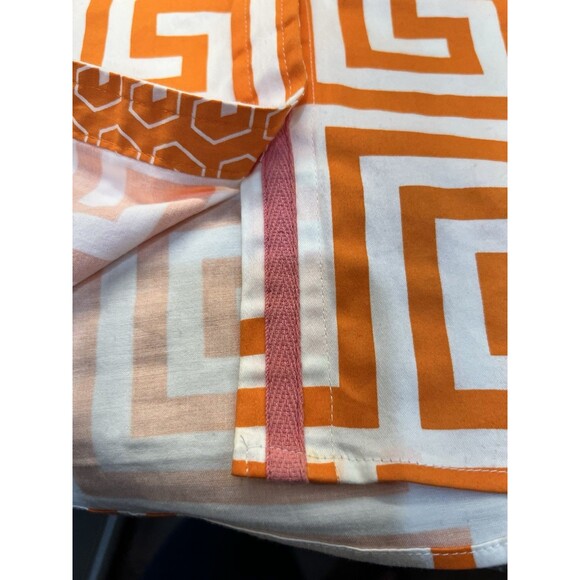 Tizzie Shirt Women L Orange Pink Geometric Print Button Down Long Sleeve Stretch - Picture 8 of 9